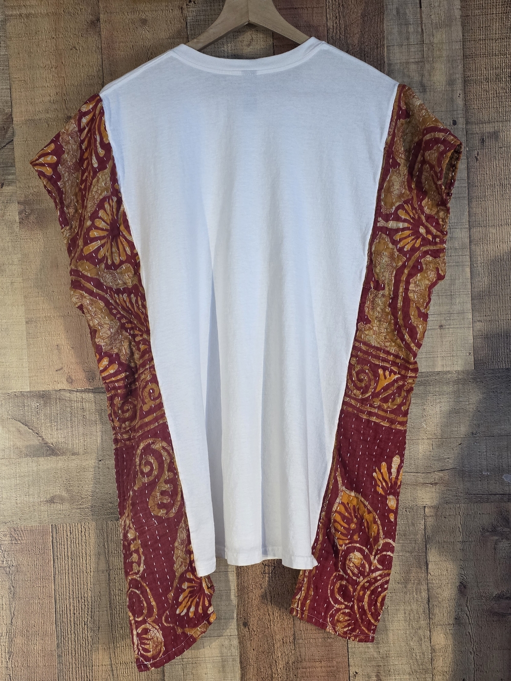 Upcycled Stevie Nicks Tee with Burgundy & Gold Kimono Sleeves - Picture 6 of 6